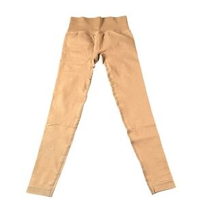 Vital Apparel Womens Tan High Waisted Scrunch‎ Butt Seamless Leggings Size Small